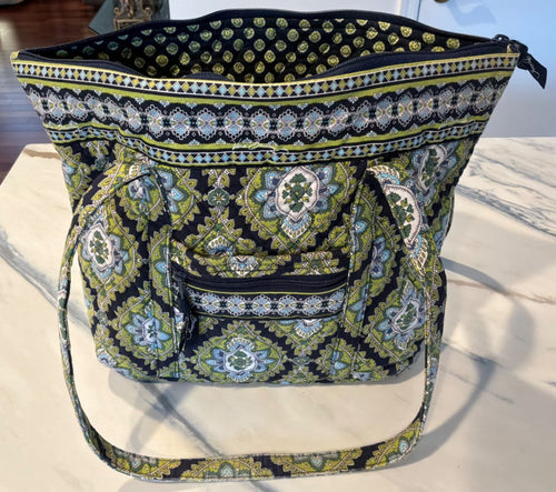 Authentic Vera Bradley quilted cotton tote handbag with matching zip wallet